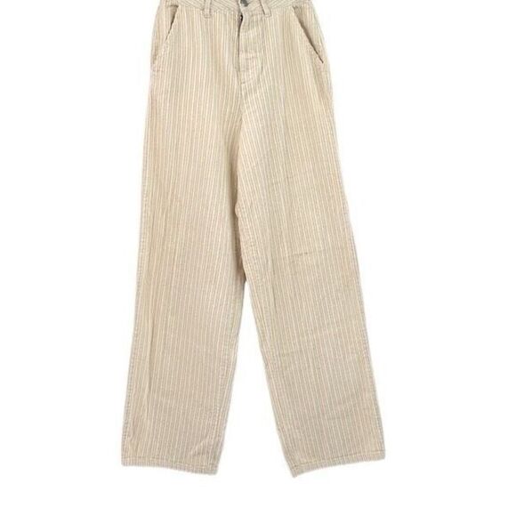 Zara Y2K Baggy Beige High Waisted Corduroy Trouser Straight Pants 2 - Picture 1 of 9